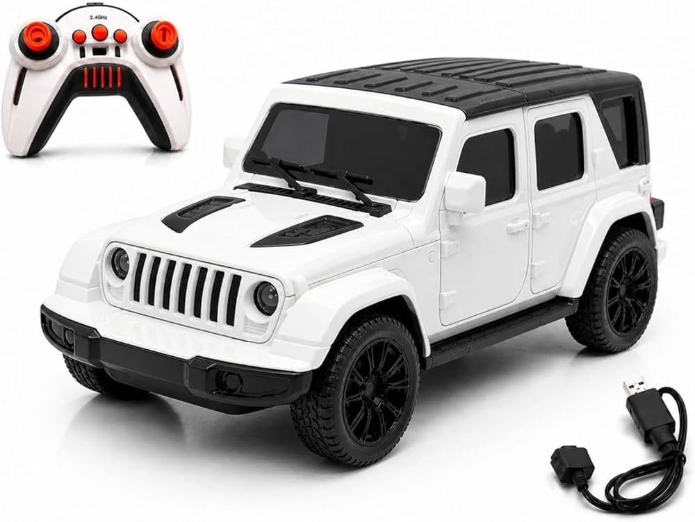 THAARROKX 1:22 Premium Die Cast RC Jeep | Smoke Spray Effect | LED Lights | Rechargeable Remote Control Car