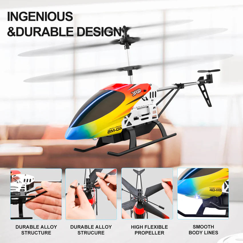 4DRC HD-M5 RC Helicopter for Kids & Adults | USB Rechargeable Dual Rotor Flying Helicopter with LED Lights