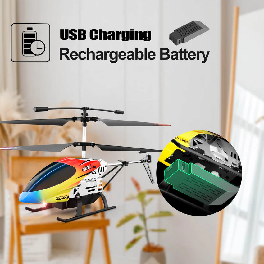 4DRC HD-M5 RC Helicopter for Kids & Adults | USB Rechargeable Dual Rotor Flying Helicopter with LED Lights
