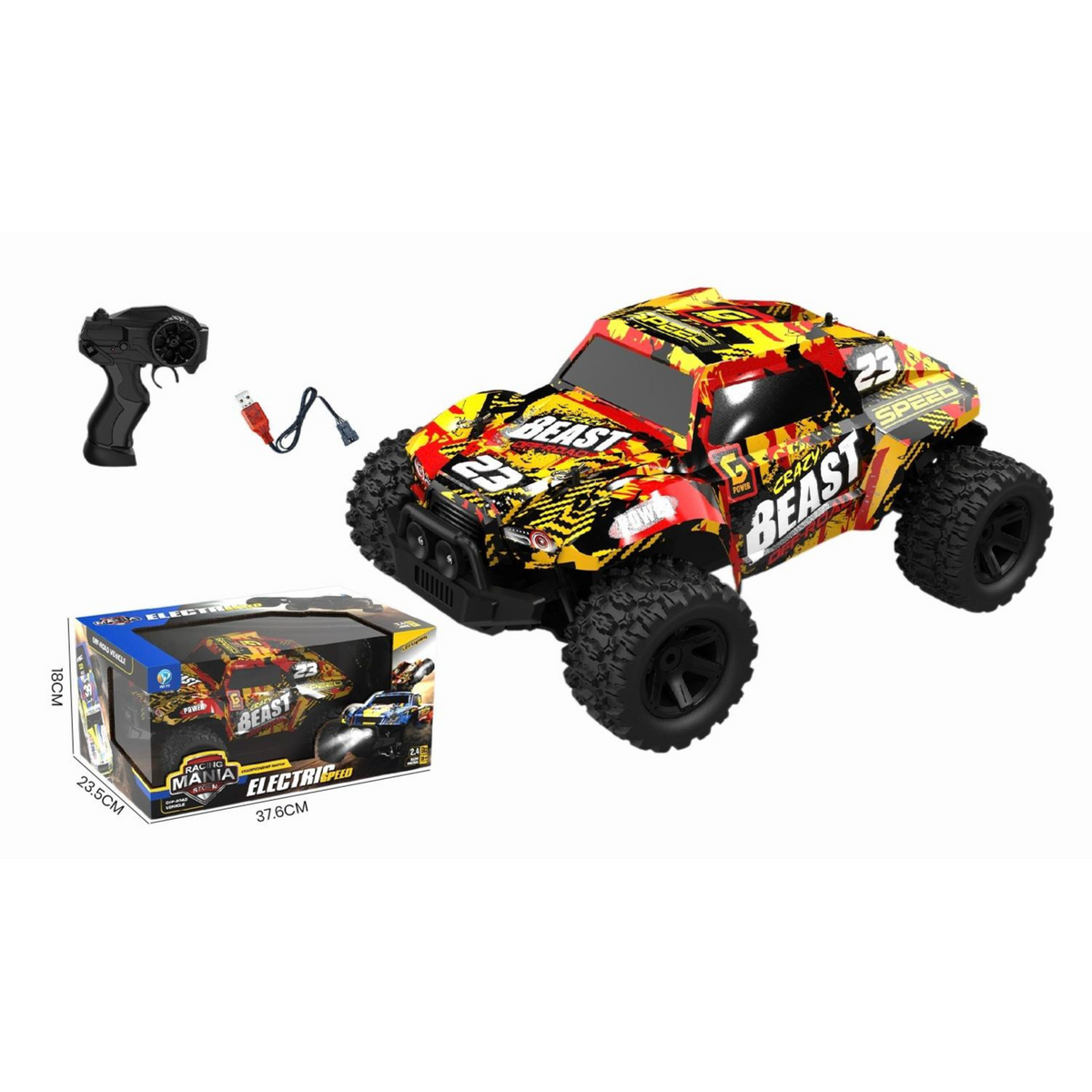 Crazy Beast 1:12 Off-Road Monster RC Truck – LED Lights & Rechargeable