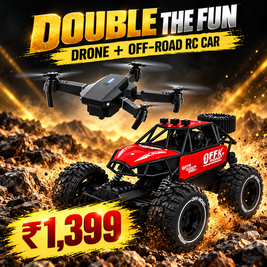 E88 Drone + Off-Road RC Car Combo – 2-in-1 Adventure Toy Set | ₹1,399
