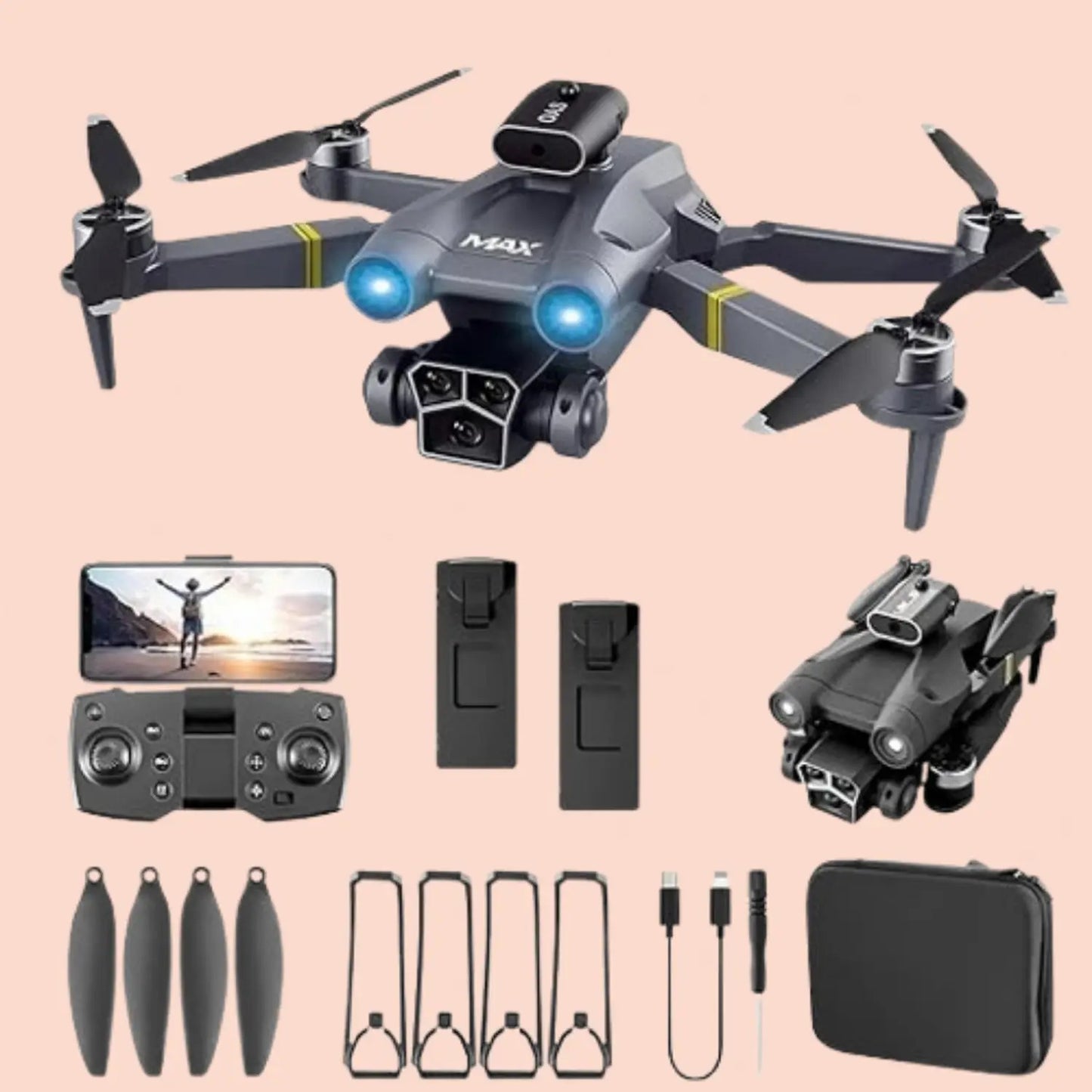 M3 MAX Pro Brushless Drone – Dual Camera With Remote Adjustable HD View